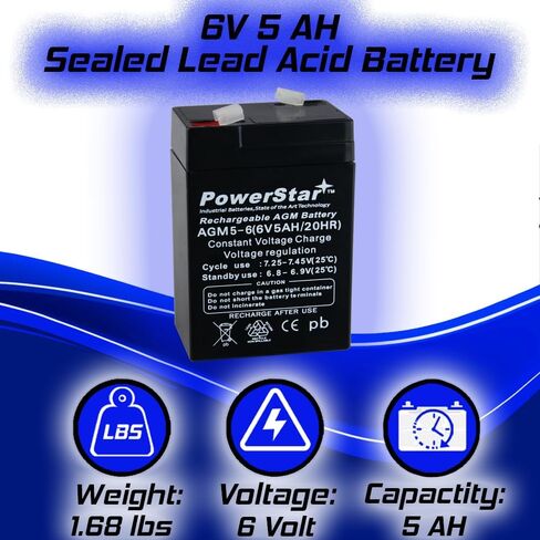 بطارية PowerStar® 6V 4AH لـ (SBS640) لا تحتاج إلى صيانة - ضمان لمدة عامين in Kuwait