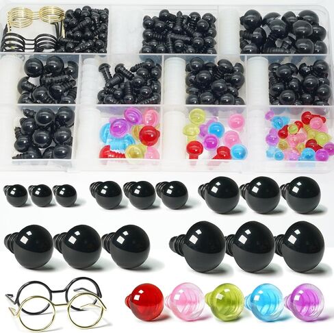 SEVENSUN 412 PCS Safety Eyes Selected Set, Assorted Style Safety Eyes Set for Crocheting, Crochet Safety Eyes and Noses for Amigurumi Crochet Animals Craft Doll Eye Glasses in Saudi Arabia