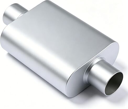 Universal Dual-Chamber Exhaust Muffler, 2.5 Inch Inlet and Outlet, 17 inch Silver Aluminized Steel,Deep Tone Muffler for Cars, Trucks and SUVs in Saudi Arabia
