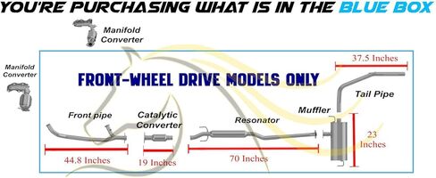 Northeastern Exhaust | EPA-Approved Catalytic, Front Pipe, Resonator, Muffler & Tail Pipe Exhaust System Kit Compatible for Toyota Sienna 2004-2006 3.3L FWD | Includes Gasket, Clamp, Bolt Spring in Kuwait