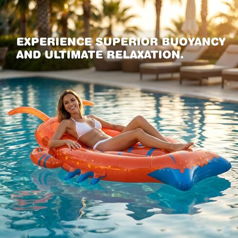 Pool Floats Adult - 63 * 31.5 in Lobster Lounge Ride-On Water Hammock Big Claws Inflatable Lobsters Blow up Pool Float in Saudi Arabia