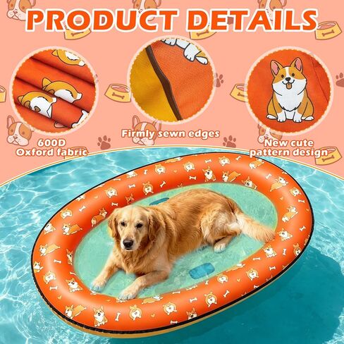 55'' x 35'' Inflatable Dog Pool Float for Small Medium Large Dogs, Scratch Resistant Pet Raft for Lake, River & Pool, Puppy Swimming Float in Saudi Arabia