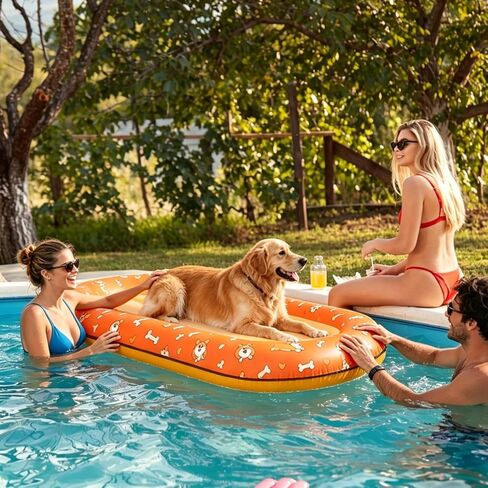 55'' x 35'' Inflatable Dog Pool Float for Small Medium Large Dogs, Scratch Resistant Pet Raft for Lake, River & Pool, Puppy Swimming Float in Saudi Arabia