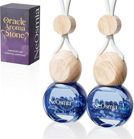 Hanging Car Air Freshener, 2 Pack Glass Car Scent Decor with Decorative Crystals, 6 Scents, Oceanic Breeze, Long-Lasting Fragrance, Budget Friendly (Ocean) in Saudi Arabia