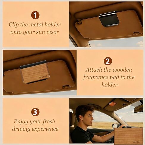 Car Air Freshener Wood Air Freshener - Car Odor Eliminator for Visor Clip Auto Accessories - Metal Clip - Essential Oils - Clean Ingredients - Teak Scent Starter Kit3pcs（Cabana/pine/amber） in Saudi Arabia