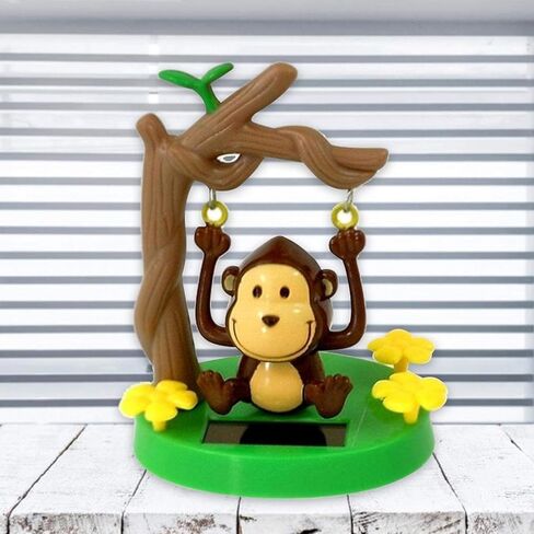 Solar Powered Dancing Monkey, Solar Monkey Swinging Animated Bobble Dancer Solar Powered, Solar Car Dashboard Decor, Cartoon Monkey Swinging Dynamic Auto Ornaments for Office Car Supplies Decoration in Saudi Arabia