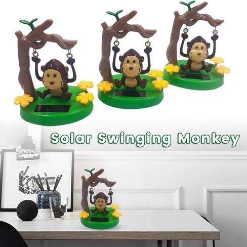 Solar Powered Dancing Monkey, Solar Monkey Swinging Animated Bobble Dancer Solar Powered, Solar Car Dashboard Decor, Cartoon Monkey Swinging Dynamic Auto Ornaments for Office Car Supplies Decoration in Saudi Arabia