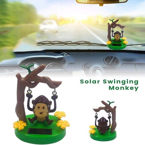 Solar Powered Dancing Monkey, Solar Monkey Swinging Animated Bobble Dancer Solar Powered, Solar Car Dashboard Decor, Cartoon Monkey Swinging Dynamic Auto Ornaments for Office Car Supplies Decoration in Saudi Arabia