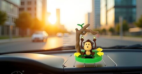 Solar Powered Dancing Monkey, Solar Monkey Swinging Animated Bobble Dancer Solar Powered, Solar Car Dashboard Decor, Cartoon Monkey Swinging Dynamic Auto Ornaments for Office Car Supplies Decoration in Saudi Arabia