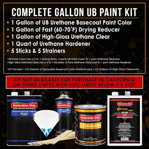 Restoration Shop - Plum Crazy Metallic Urethane Basecoat with Clearcoat Auto Paint - Complete Fast Gallon Paint Kit - Professional High Gloss Automotive, Car, Truck Refinish Coating in Kuwait