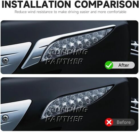 مجموعة إكسسوارات الدراجات النارية هدية الانعطاف لإشارة الانعطاف الهندية Chieftain Roadmaster 2014-2025 BlackChrome Front Turn Signal Light مجموعة ديكور بلاستيكية (أسود) in Kuwait