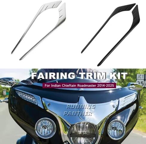 مجموعة إكسسوارات الدراجات النارية هدية الانعطاف لإشارة الانعطاف الهندية Chieftain Roadmaster 2014-2025 BlackChrome Front Turn Signal Light مجموعة ديكور بلاستيكية (أسود) in Kuwait
