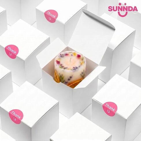 علب هدايا بيضاء صغيرة مقاس 3 × 3 × 4 من Sunnda (50 حزمة) - تصميم منبثق فوري وتجميع سريع - صناديق هدايا طويلة من الورق المقوى القوي لحفلات الزفاف، وحفلات استقبال المولود الجديد، وزخارف عيد الميلاد، وحلوى الماكرون in Kuwait