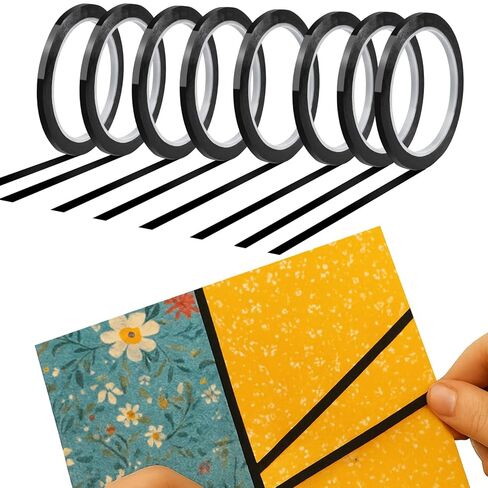 8-Pack 3mm Black Positioning Tape (0.12in Width) - 198ft Per Roll, Self-Adhesive Tape for Whiteboard/Calendars, Easy to Apply & No Residue, Durable Marking Tape in Kuwait