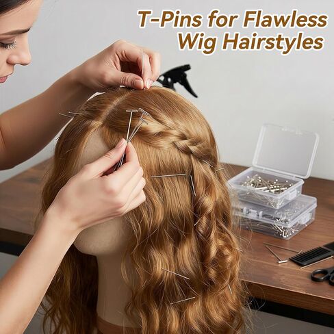 600 Pcs T Pins, Stainless Steel Wig Pin for Wigs, 1.06in 1.26in 1.5in 1.77in 2.01in 2.09in Long Straight Sewing Pins for Quilting Blocking Knitting Craft Modelling and Jewelry Making in Kuwait