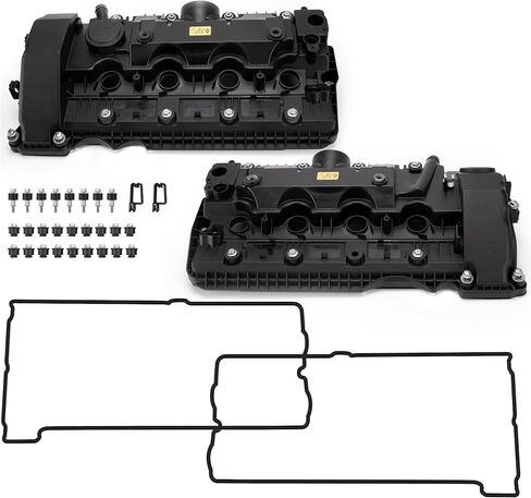 غطاء صمام المحرك مع حشية الجانب الأيسر والأيمن متوافق مع BMW 545i 2004-2005 550i 2006-2010 745i 2002-2005 X5 2004-2010 V8 4.4L 4.8L مجموعة من 2 #11127563474 11127522159 in Kuwait