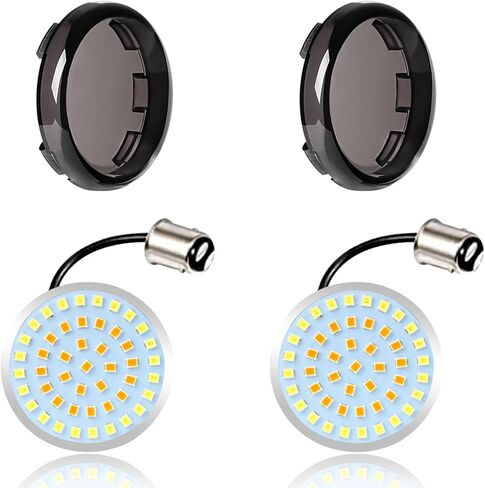 1157 Led Turn Signals,48 LED Chips Front Turn Signal Buld Compatible with Harley Touring Street Glide Road Glide Road King Electra Glide Sportster Iron Dyna Softail 1986-2024(White & Amber) in Saudi Arabia
