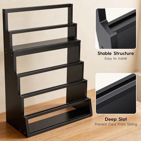 6-Tier Trading Card Display Stand with Top Storage，Wood Detachable Card Display Stand，High Capacity Graded Card Display for Soprts Card Collection & Show in Saudi Arabia