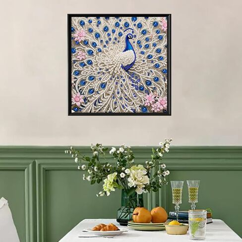 BSNRCH Peacock Special Shaped Diamond Art Painting Kits for Adults, Peacock 5D Pearl Diamond Painting Kits for Adults Beginner,DIY Diamond Dots Gem Art Craft for Home Decor 12 x 12 inch in Kuwait