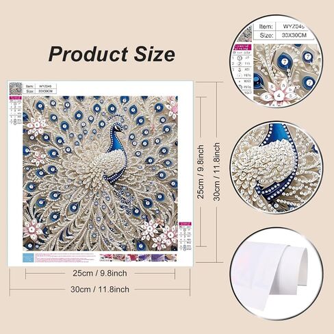 BSNRCH Peacock Special Shaped Diamond Art Painting Kits for Adults, Peacock 5D Pearl Diamond Painting Kits for Adults Beginner,DIY Diamond Dots Gem Art Craft for Home Decor 12 x 12 inch in Kuwait