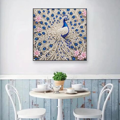 BSNRCH Peacock Special Shaped Diamond Art Painting Kits for Adults, Peacock 5D Pearl Diamond Painting Kits for Adults Beginner,DIY Diamond Dots Gem Art Craft for Home Decor 12 x 12 inch in Kuwait