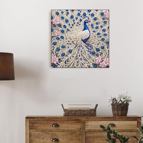 BSNRCH Peacock Special Shaped Diamond Art Painting Kits for Adults, Peacock 5D Pearl Diamond Painting Kits for Adults Beginner,DIY Diamond Dots Gem Art Craft for Home Decor 12 x 12 inch in Kuwait