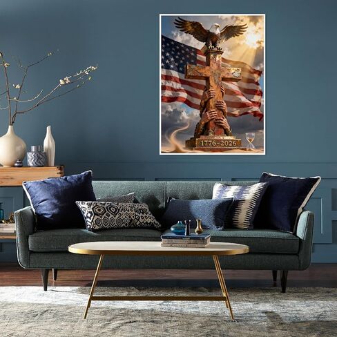 4th of July American Flag Eagle Diamond Art Kits for Adults,The 250th anniversary of the American Independence Day Art Painting with Full Drill,DIY Crystal Art Crafts for Home Wall Decor 12X16 Inch in Saudi Arabia