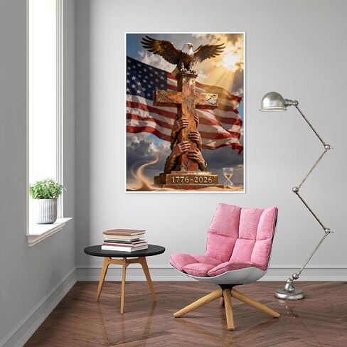 4th of July American Flag Eagle Diamond Art Kits for Adults,The 250th anniversary of the American Independence Day Art Painting with Full Drill,DIY Crystal Art Crafts for Home Wall Decor 12X16 Inch in Saudi Arabia