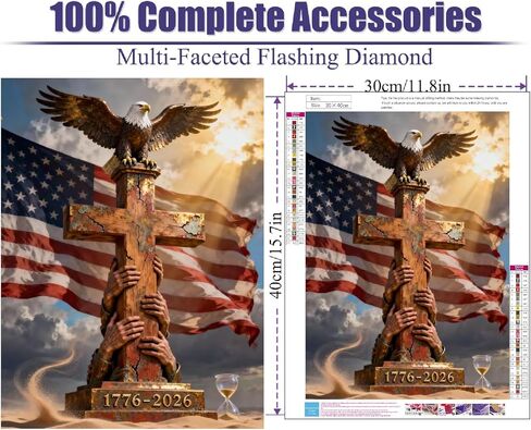 4th of July American Flag Eagle Diamond Art Kits for Adults,The 250th anniversary of the American Independence Day Art Painting with Full Drill,DIY Crystal Art Crafts for Home Wall Decor 12X16 Inch in Saudi Arabia