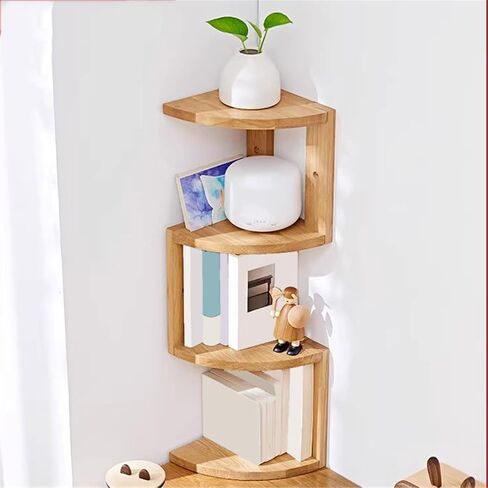 Bookshelf Corner Wooden Bookshelf Multi Story Wall-Mounted Home Storage Rack for Living Room Home Office in Saudi Arabia