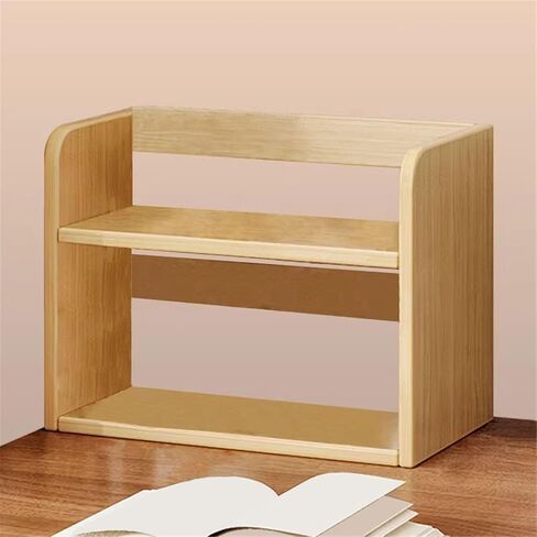 Bookshelf Simple Double Layer Wooden Tabletop Bookshelf Home Storage Rack for Living Room Home Office in Saudi Arabia