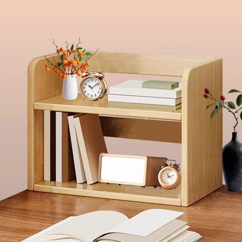 Bookshelf Simple Double Layer Wooden Tabletop Bookshelf Home Storage Rack for Living Room Home Office in Saudi Arabia