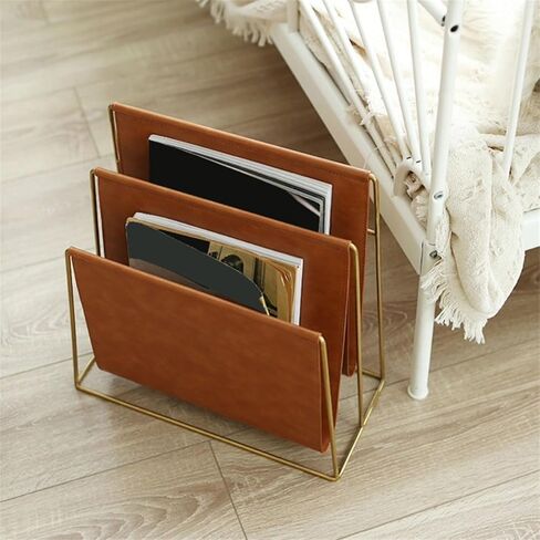 Bookshelf Double-Sided Leather Floor Bookshelf Home Stepped Nordic Magazine Rack for Living Room Home Office in Kuwait