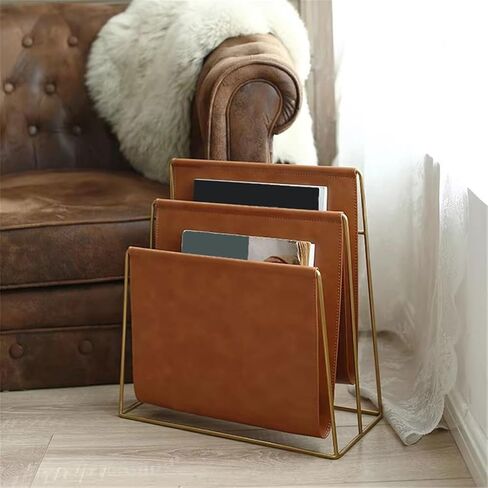 Bookshelf Double-Sided Leather Floor Bookshelf Home Stepped Nordic Magazine Rack for Living Room Home Office in Kuwait