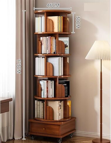Bookshelf Rotating Bookshelf, 360-degree Home Storage Picture Book Shelf, Simple Floor, Layered Cabinet in Living Room for Living Room Home Office in Saudi Arabia