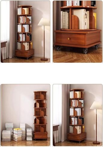 Bookshelf Rotating Bookshelf, 360-degree Home Storage Picture Book Shelf, Simple Floor, Layered Cabinet in Living Room for Living Room Home Office in Saudi Arabia
