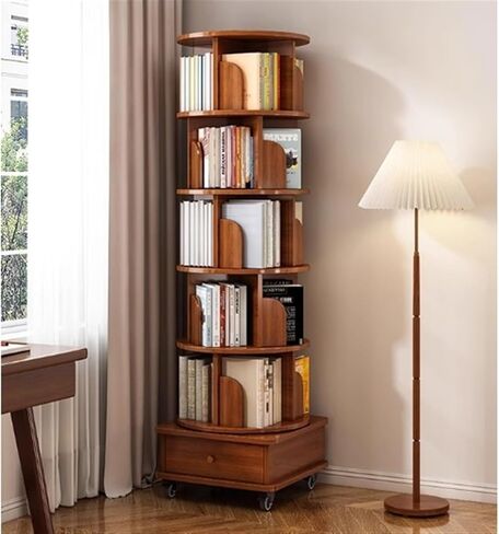 Bookshelf Rotating Bookshelf, 360-degree Home Storage Picture Book Shelf, Simple Floor, Layered Cabinet in Living Room for Living Room Home Office in Saudi Arabia
