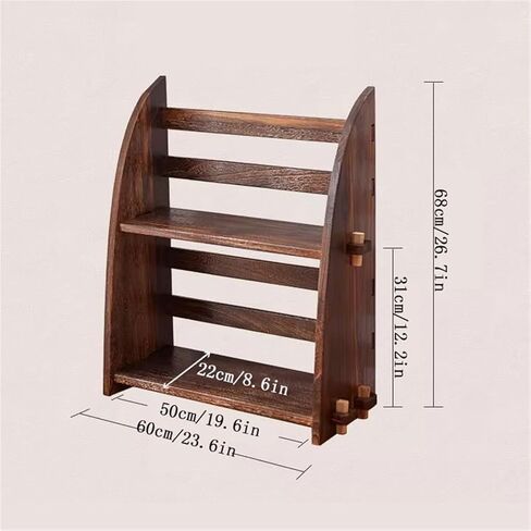 Bookshelf Floor-Standing Retro Simple Wooden Bookshelf Home Two Layers Shelf Organizer for Living Room Home Office in Kuwait