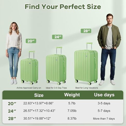 AnyZip Suitcase, Large 28 Inch Luggage with Wheels, PC ABS Lightweight Checked Luggage Hard Shell TSA Lock Luggage with Long-Term Travel (Lightblue) in Saudi Arabia