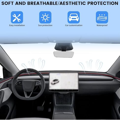 Dash Cover for Tesla Model Y Juniper 2025-2026, Non-Slip Car Dashboard Cover Carpet Blocks UV Rays Protector Internal Accessories in Kuwait