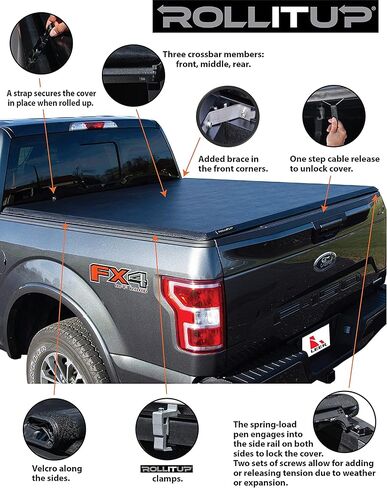 غطاء تونيو متدحرج ناعم من LEER ROLLITUP، يناسب 2017-2026 Ford Super Duty مع سرير شاحنة مقاس 6'9 بوصة in Kuwait