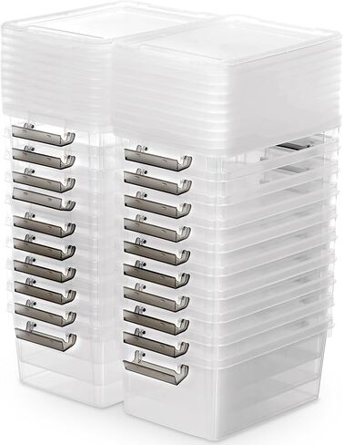 Citylife 1.3 QT 10 Pack Small Storage Bins Plastic Storage Container Stackable Box with Lids for Organizing, Clear White in Saudi Arabia