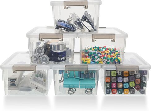 Citylife 1.3 QT 10 Pack Small Storage Bins Plastic Storage Container Stackable Box with Lids for Organizing, Clear White in Saudi Arabia
