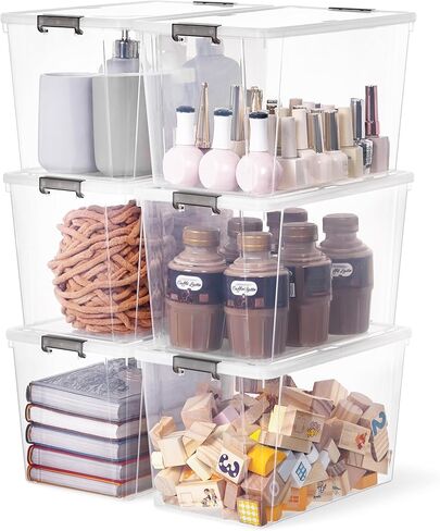 Citylife 1.3 QT 10 Pack Small Storage Bins Plastic Storage Container Stackable Box with Lids for Organizing, Clear White in Saudi Arabia