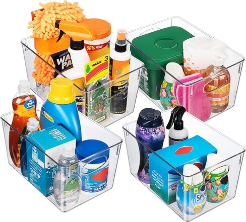 CLEARSPACE Plastic Storage Bins With lids – Perfect Kitchen Fridge Organizer, Pantry Organization, Cabinet Organizers (4 Pack) in Saudi Arabia