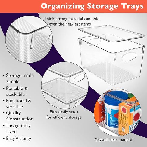 CLEARSPACE Plastic Storage Bins With lids – Perfect Kitchen Fridge Organizer, Pantry Organization, Cabinet Organizers (4 Pack) in Saudi Arabia