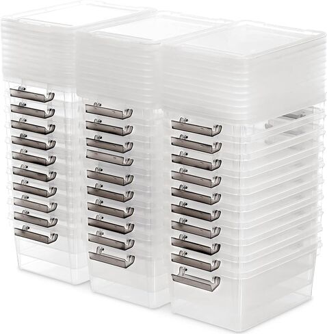 Citylife 1.3 QT 10 Pack Small Storage Bins Plastic Storage Container Stackable Box with Lids for Organizing, Clear White in Saudi Arabia