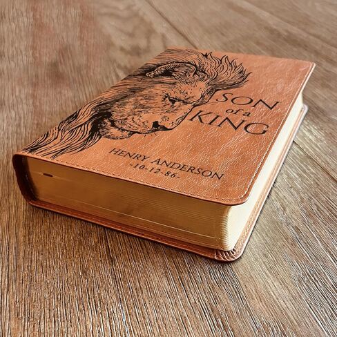 Personalized ESV RVR Bilingual Bible, Son of a King Lion Design, Custom Engraved Name, Christian Gift, Baptism Gift, Bible Gift for Him in Saudi Arabia