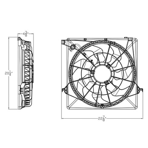 for Hyundai Santa Fe Sport Radiator and A/C Condenser Fan Assembly 2013-2018 2.0L Turbo for HY3115141 | 25380-4Z500 in Kuwait