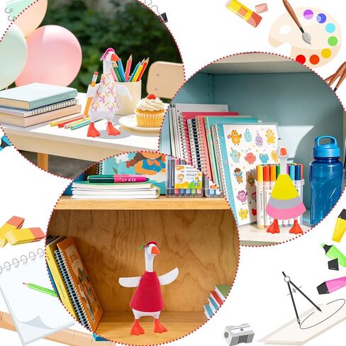 3 مجموعات من ملابس الإوزة المكتبية - ملابس من اللباد مقاس 7 بوصات، إكسسوارات ديكور لطيفة للعودة إلى المدرسة لتمثال الإوز المكتبي المغناطيسي أو تمثال البط، ألعاب المكتب التنفيذي in Kuwait
